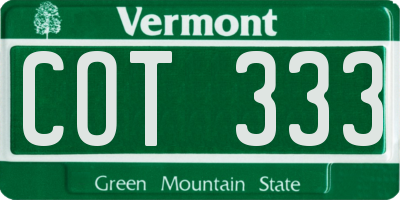 VT license plate COT333