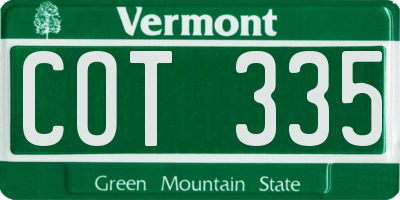 VT license plate COT335
