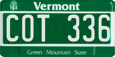 VT license plate COT336