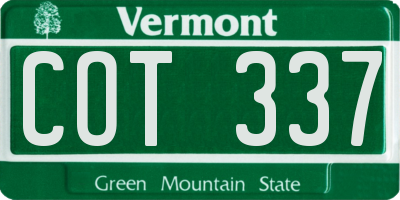 VT license plate COT337