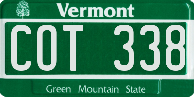VT license plate COT338