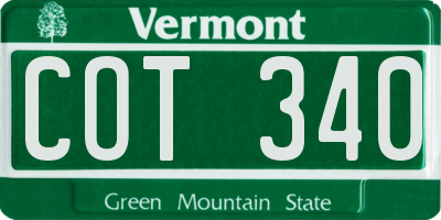VT license plate COT340