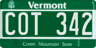 VT license plate COT342