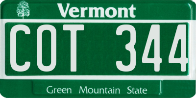 VT license plate COT344