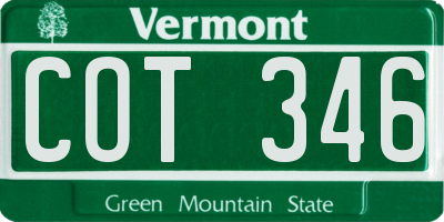 VT license plate COT346