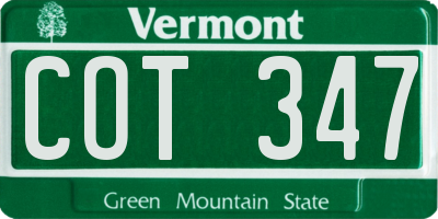 VT license plate COT347