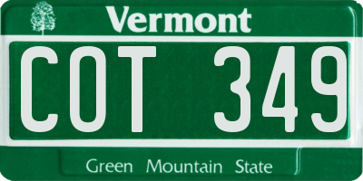 VT license plate COT349