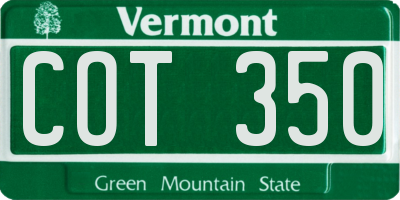 VT license plate COT350