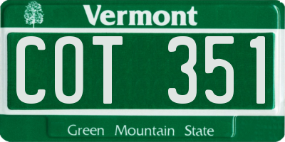 VT license plate COT351