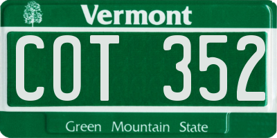 VT license plate COT352