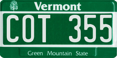 VT license plate COT355
