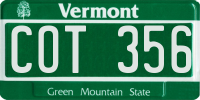 VT license plate COT356