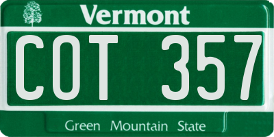 VT license plate COT357