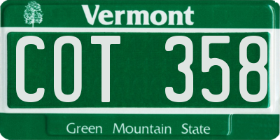 VT license plate COT358