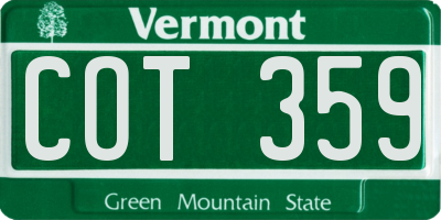 VT license plate COT359