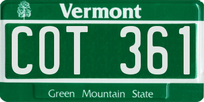 VT license plate COT361