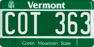 VT license plate COT363
