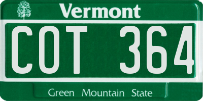 VT license plate COT364