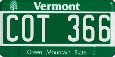 VT license plate COT366