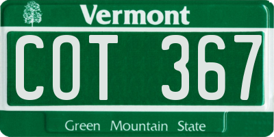 VT license plate COT367