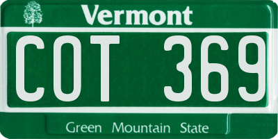 VT license plate COT369