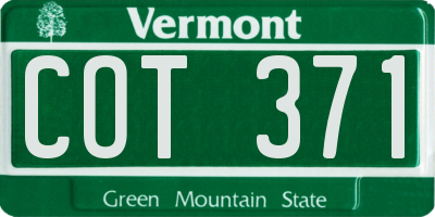 VT license plate COT371