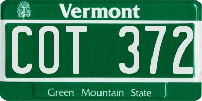 VT license plate COT372