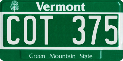 VT license plate COT375