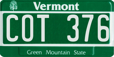 VT license plate COT376