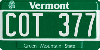 VT license plate COT377