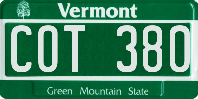 VT license plate COT380