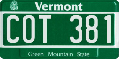 VT license plate COT381