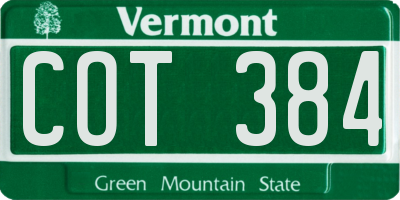 VT license plate COT384