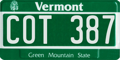 VT license plate COT387