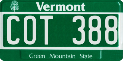 VT license plate COT388