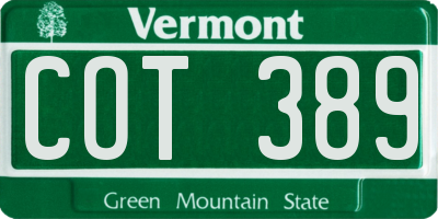 VT license plate COT389