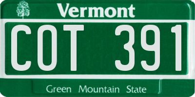 VT license plate COT391