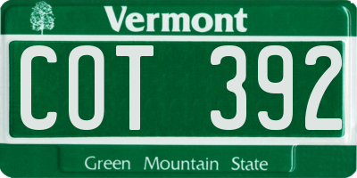 VT license plate COT392