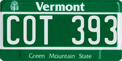 VT license plate COT393