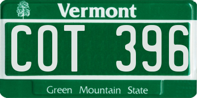 VT license plate COT396