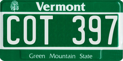 VT license plate COT397