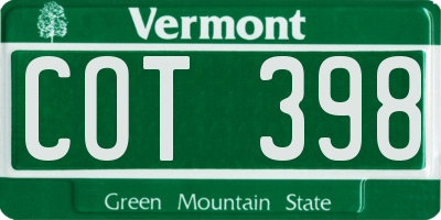 VT license plate COT398