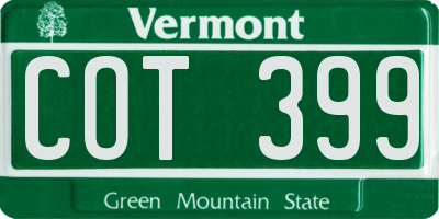 VT license plate COT399