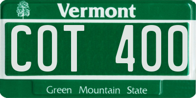 VT license plate COT400