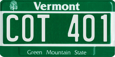 VT license plate COT401
