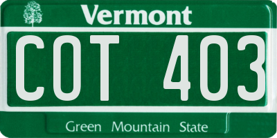 VT license plate COT403