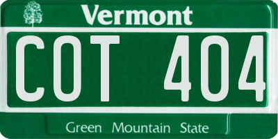 VT license plate COT404