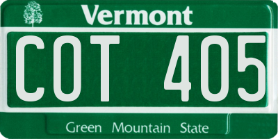 VT license plate COT405