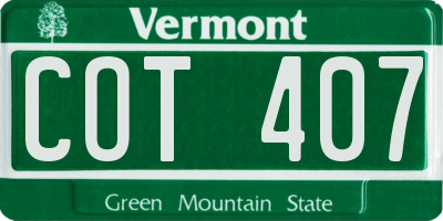 VT license plate COT407