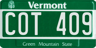 VT license plate COT409